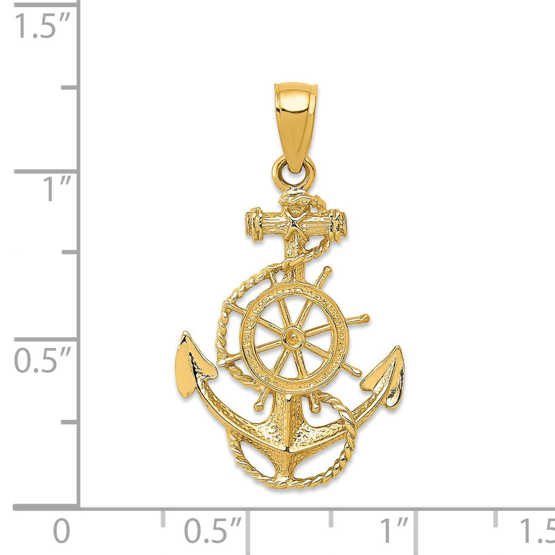 14k Yellow Gold Anchor and Wheel Pendant