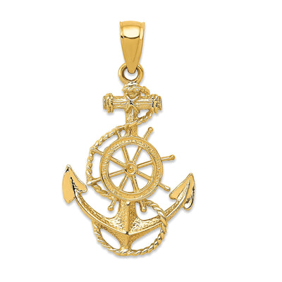 14k Yellow Gold Anchor and Wheel Pendant at $ 139.45 only from Jewelryshopping.com