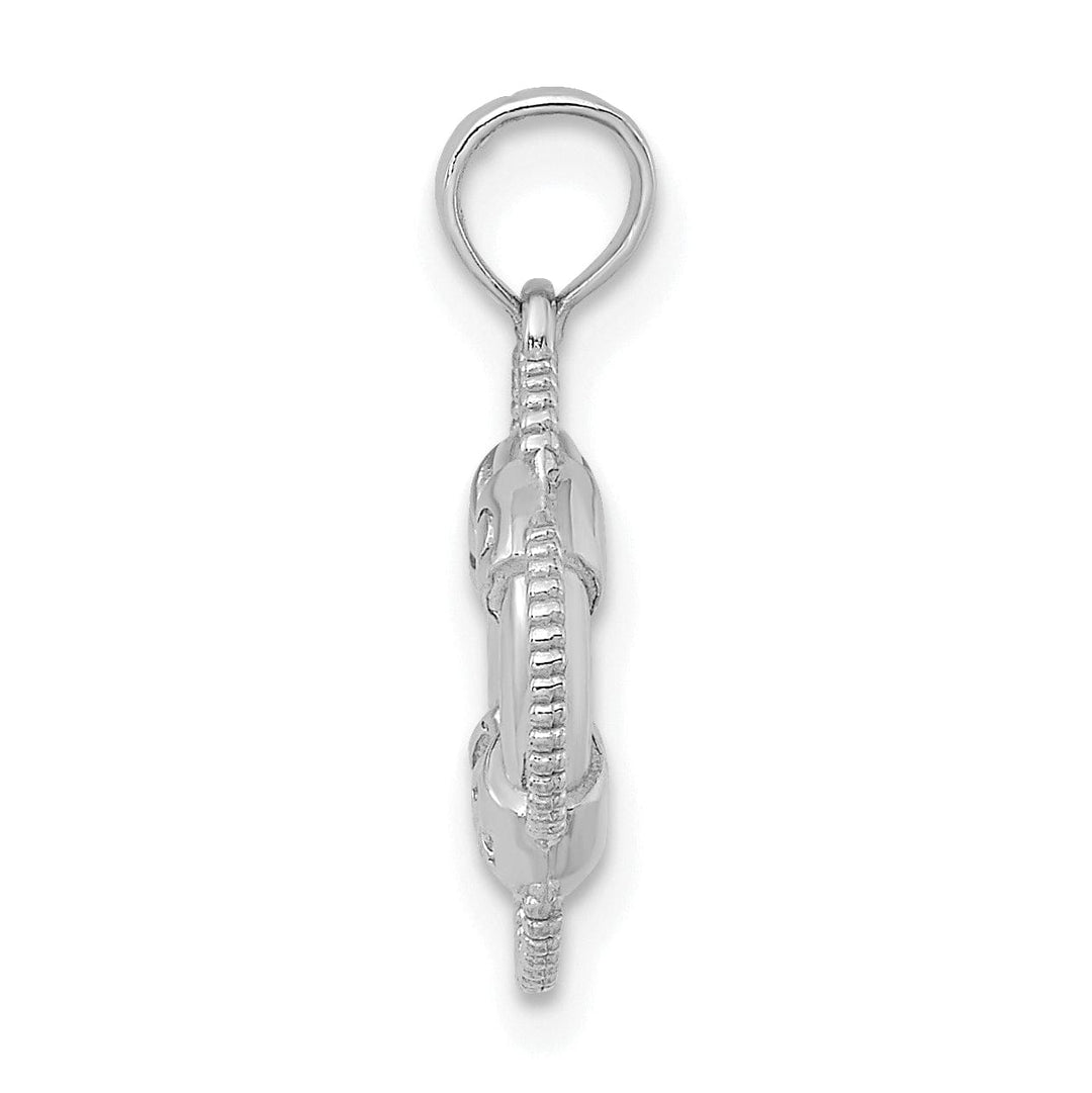 14K White Gold Polished Finish 3-D Lifesaver Float Charm Pendant