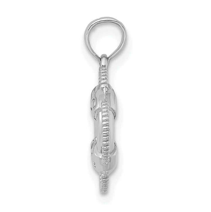 14K White Gold Polished Finish 3-D Lifesaver Float Charm Pendant