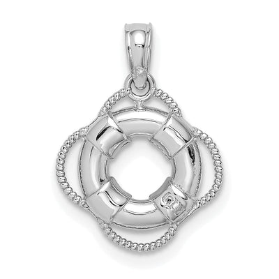14K White Gold Polished Finish 3-D Lifesaver Float Charm Pendant at $ 159.46 only from Jewelryshopping.com