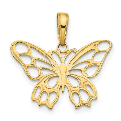 14k Yellow Gold Open Back Casted Solid Polished Finish Butterfly Cut-out Charm Pendant at $ 91.29 only from Jewelryshopping.com