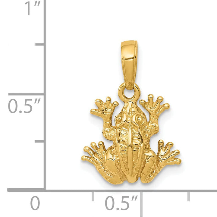 14K Yellow Gold Solid Polished Finish 2-Dimensional Frog Charm Pendant