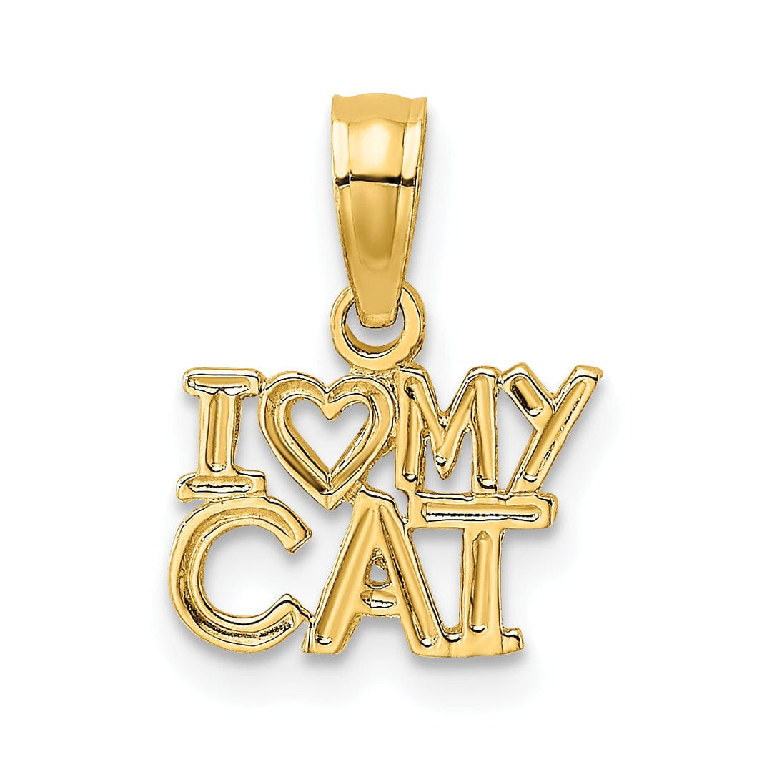 14k Yellow Gold Polished Finish I HEART MY CAT Talking Charm Pendant