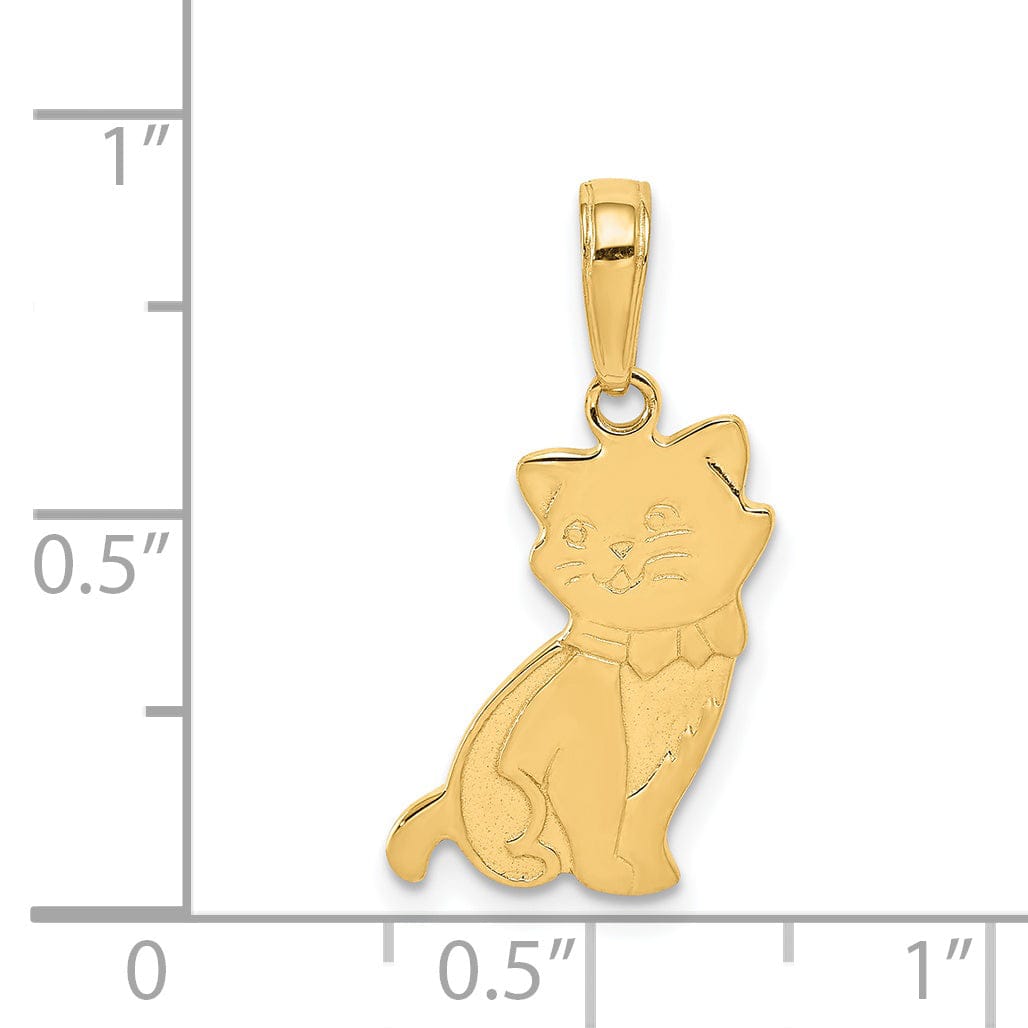 14k Yellow Gold Solid Polished Finish Cats Sitting Charm Pendant