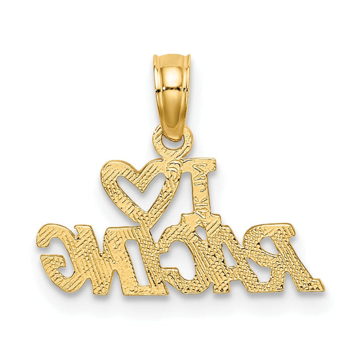 14K Yellow Gold Textured Polished I Heart Racing Charm Pendant