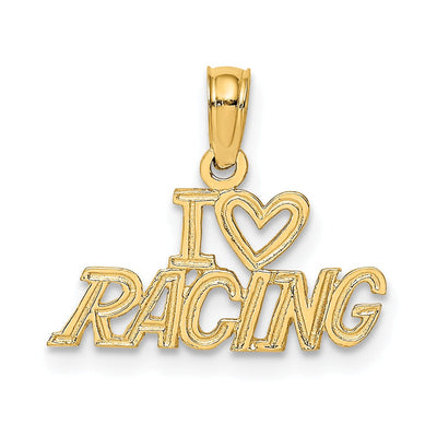 Buy 14K Yellow Gold Textured Polished I Heart Racing Charm Pendant