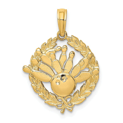 Buy 14K Yellow Gold Textured Polished Bowling Story Charm Pendant