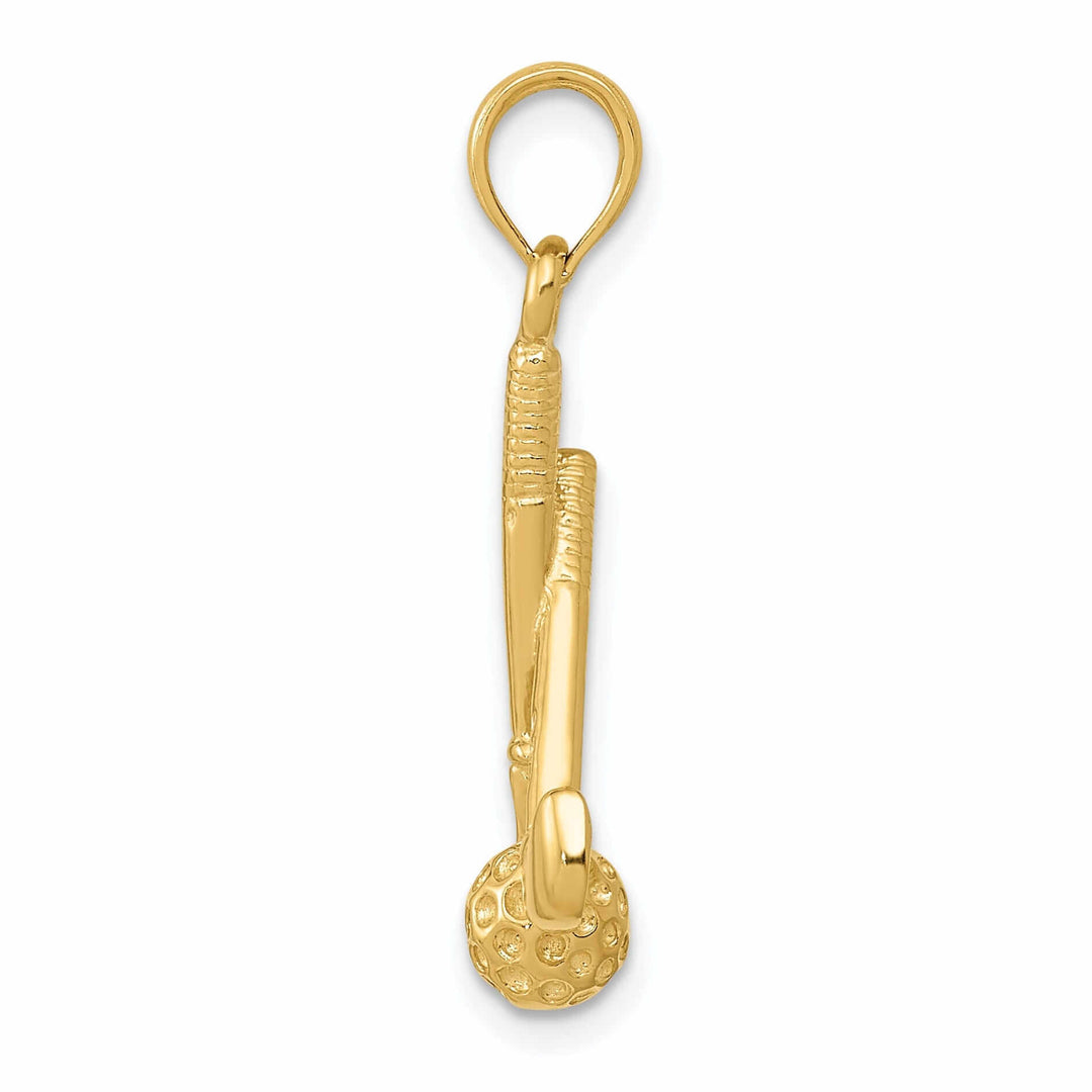 14 Yellow Gold 3 D Clubs and Ball Charm Pendant