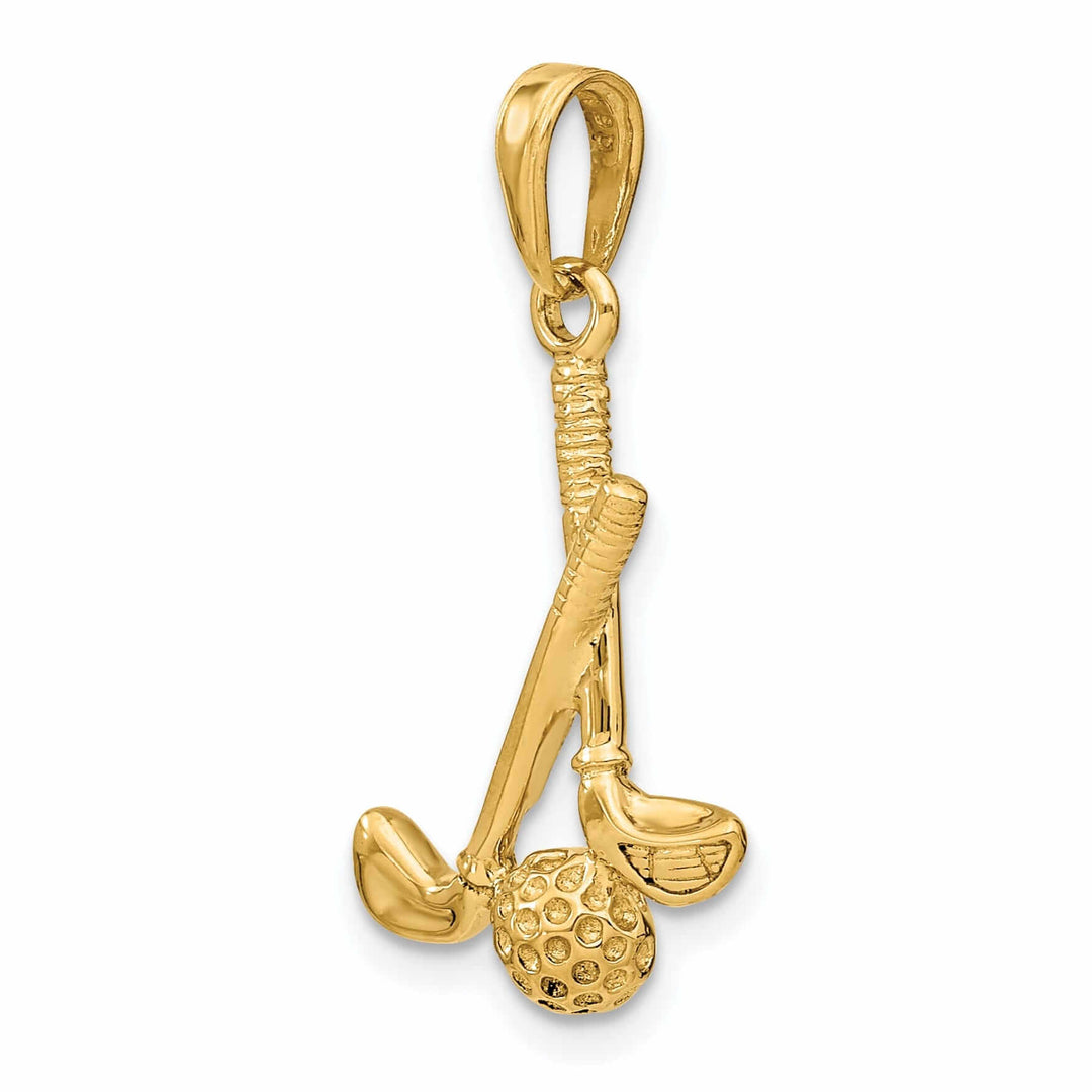 14 Yellow Gold 3 D Clubs and Ball Charm Pendant