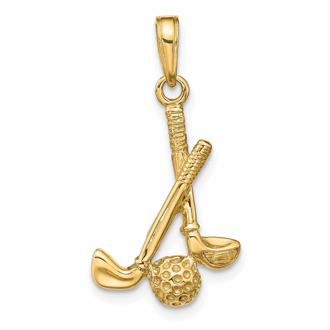 14 Yellow Gold 3 D Clubs and Ball Charm Pendant