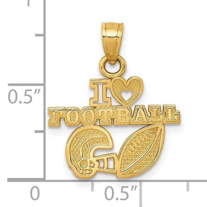 14k Yellow Gold Solid I HEART FOOTBALL Pendant