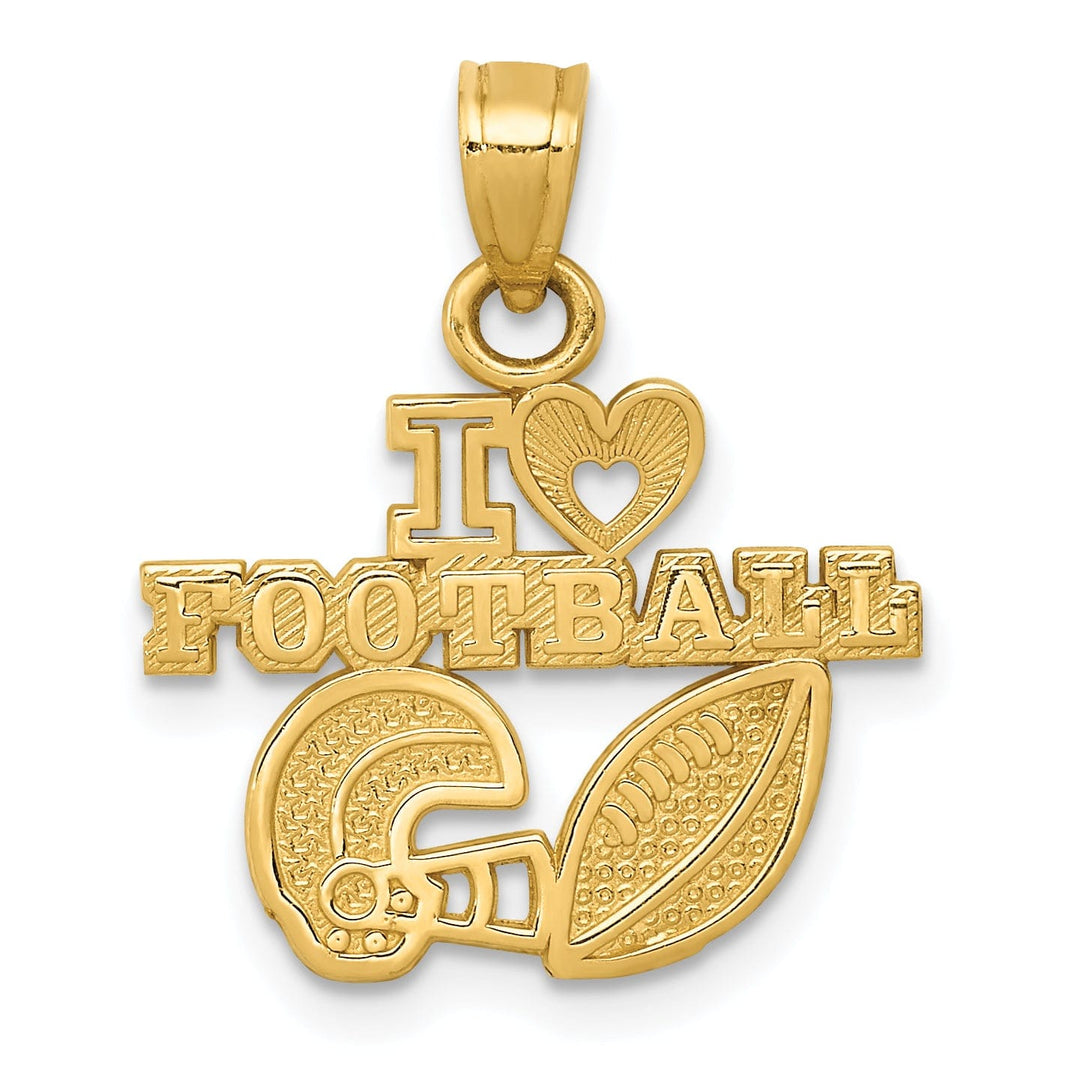 14k Yellow Gold Solid I HEART FOOTBALL Pendant