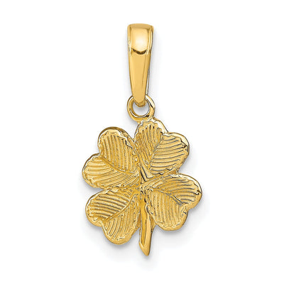 14k Yellow Gold Solid Textured Polished Finish 4 Leaf Clover Design Charm Pendant at $ 79.37 only from Jewelryshopping.com