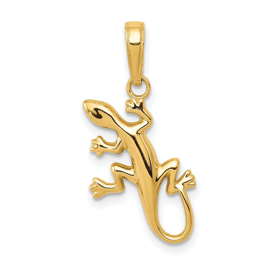 14k Yellow Gold Polished Finish Soild Gecko Charm Pendant