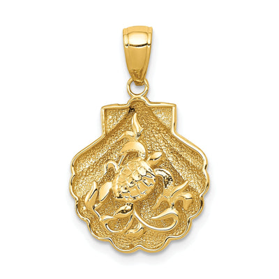 14k Yellow Gold Textured Casted Solid Polished Finish Sea Turtle in a Shell Charm Pendant at $ 206.23 only from Jewelryshopping.com