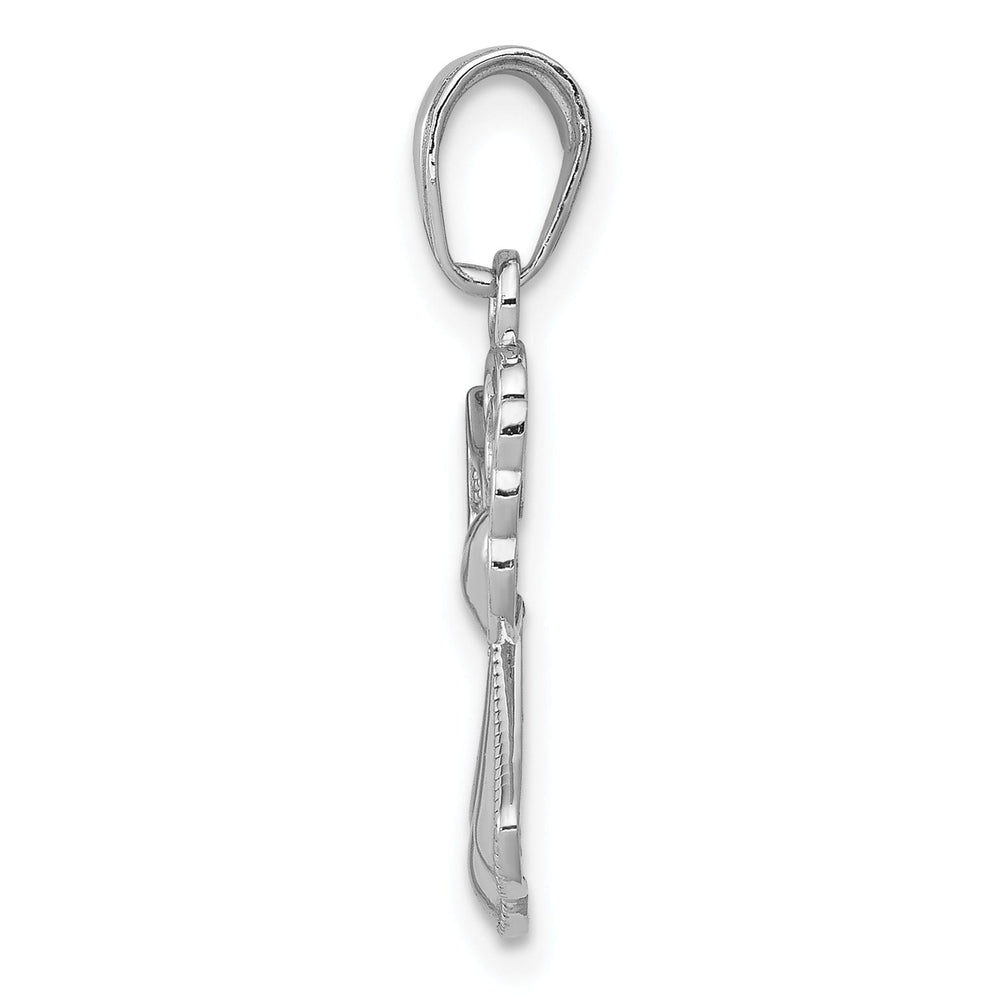 14k White Gold Guardian Angel and Heart Pendant