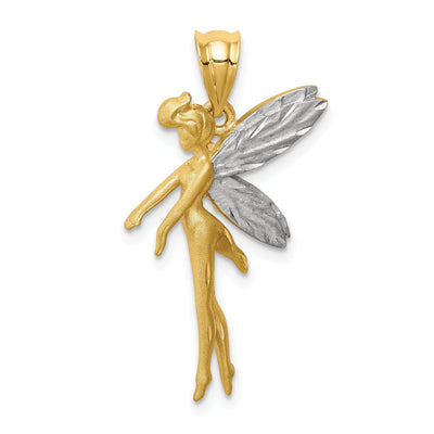 14k Yellow Gold White Rhodium Solid Polised Diamond Cut Finish Fairy Charm Pendant at $ 237.9 only from Jewelryshopping.com