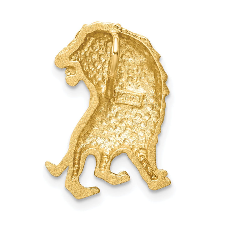 14K Yellow Gold Solid Textured Brushed Diamond Cut Finish Lion Head Design Chain Slide Pendant