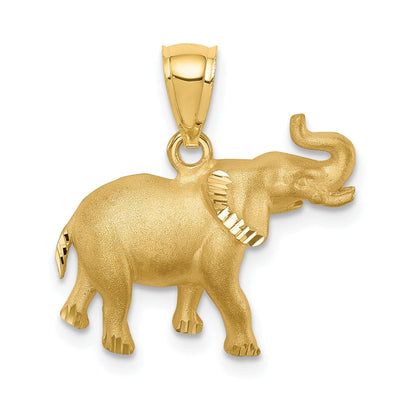 14k Yellow Gold Solid Brushed Diamond Cut Finish Elephant Charm Pendant at $ 266.08 only from Jewelryshopping.com