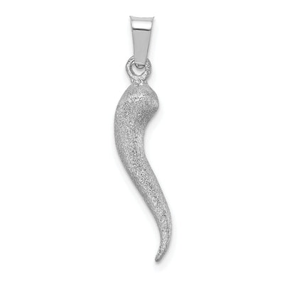 14K White Gold Solid Brushed Finish 3-Dimensional Italian Horn Charm Pendant at $ 212.84 only from Jewelryshopping.com