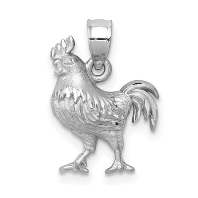 14K White Gold Open Back Brushed Diamond Cut Finish Solid Rooster Charm Pendant at $ 160.65 only from Jewelryshopping.com
