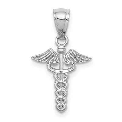 14K White Gold Solid Polished Finish Medical Symbol Charm Pendant