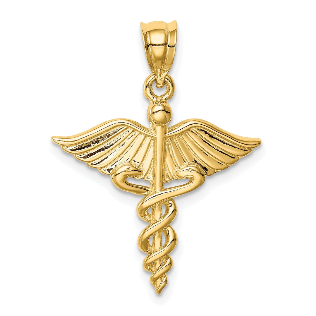 14K Yellow Gold Solid Polished Finish 3-Dimensional Medical Symbol Charm Pendant