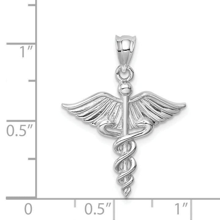 14K White Gold Solid Polished Finish 3-Dimensional Medical Symbol Charm Pendant