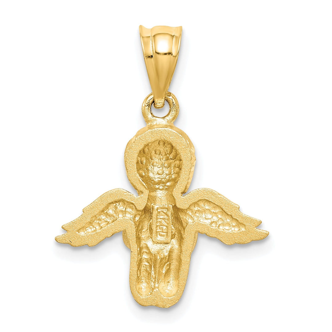 14k Yellow Gold Polished Brushed Finish Solid Angel Praying Pendant