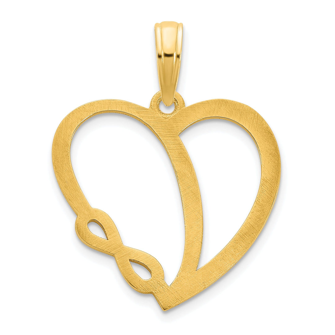 14k Yellow Gold Polished Finish Flat Back Women's Infinity in Heart Design Charm Pendant