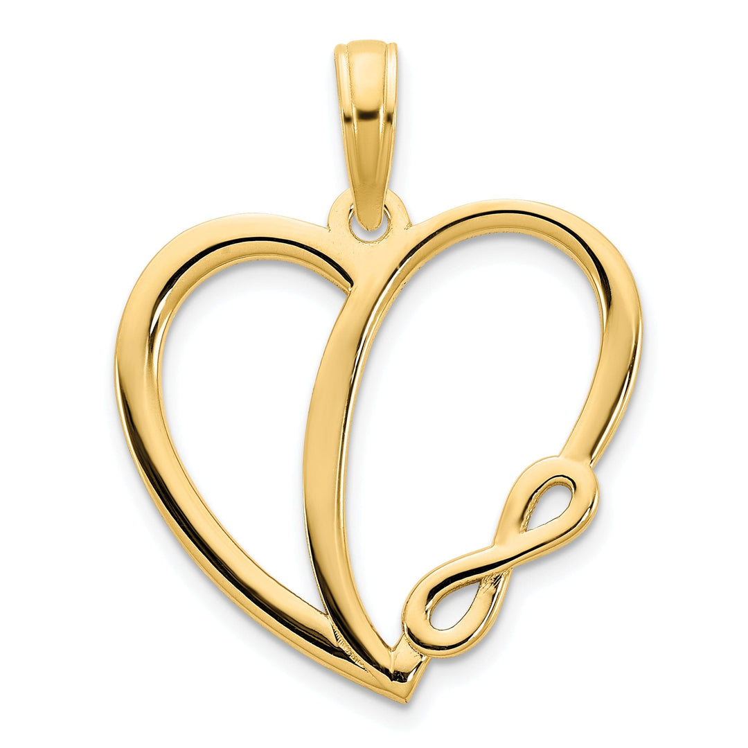 14k Yellow Gold Polished Finish Flat Back Women's Infinity in Heart Design Charm Pendant