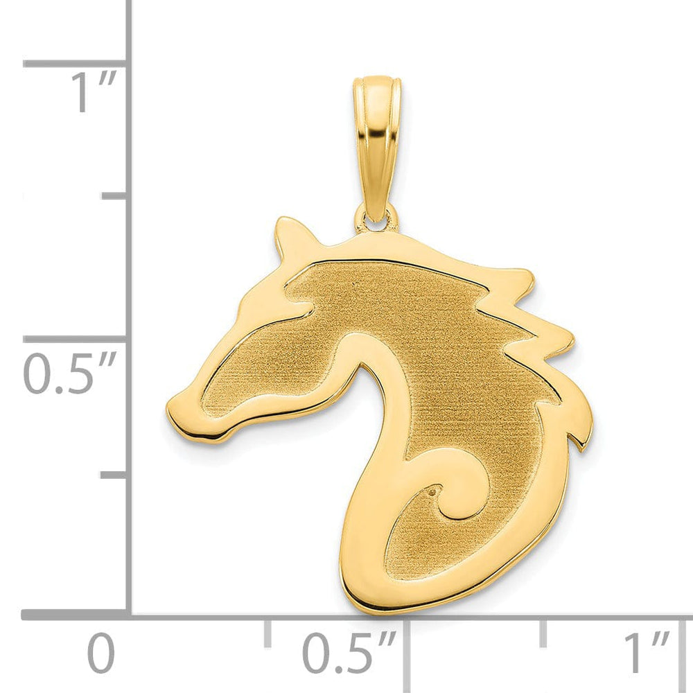 14k Yellow Gold Solid Polished Brushed Sand Blasted Finish Horse Unisex Head Charm Pendant