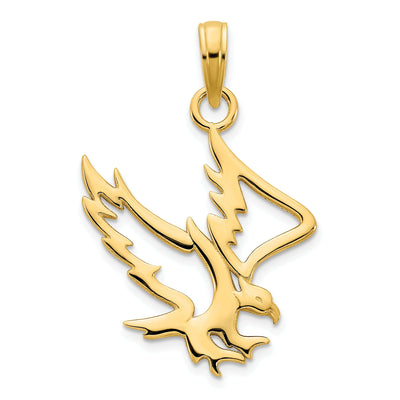 14k Yellow Gold Polished Finish Flat Back Unisex Eagle Cut Out Design Charm Pendant at $ 181.19 only from Jewelryshopping.com