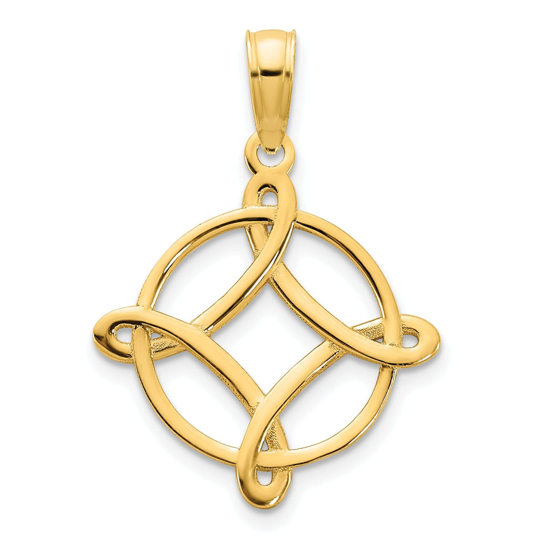 14k Yellow Gold Open Back Solid Polished Finish Womens Fancy Trinity Design Charm Pendant