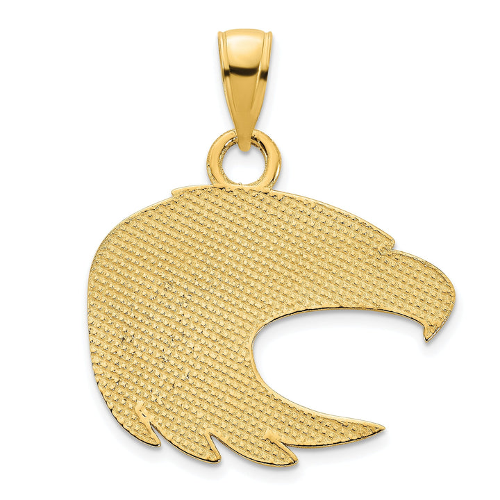 14k Yellow Gold Solid Polished Texture Finish Eagle Head Unisex Charm Pendant
