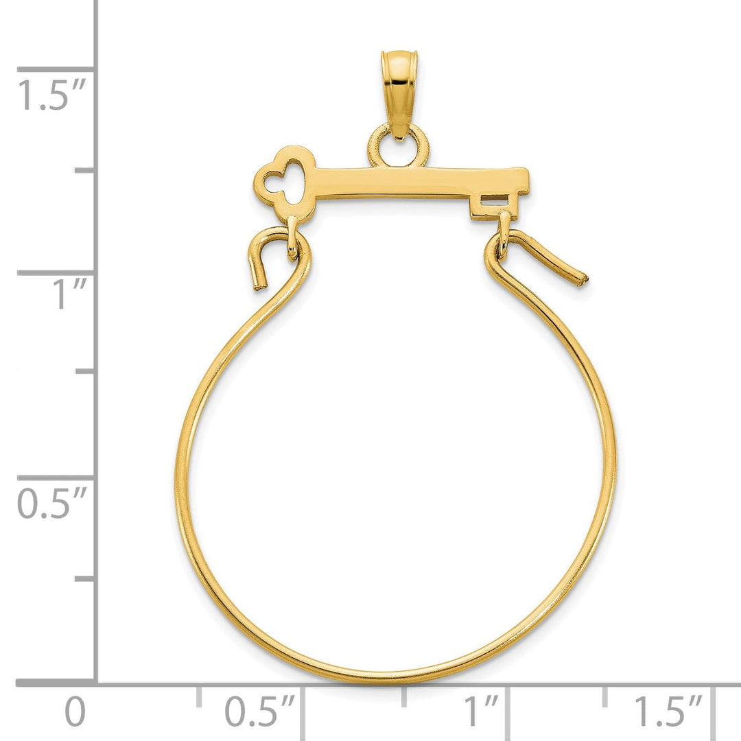 14k Yellow Gold Polished Finish Key Design Charm Holder Pendant