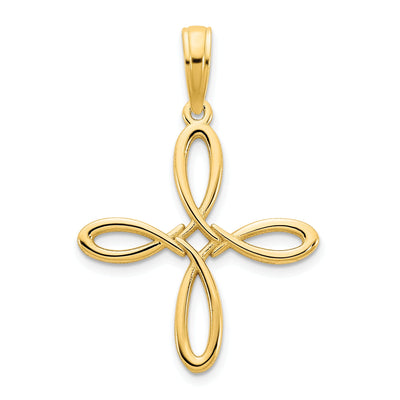 14k Yellow Gold Open Back Solid Polished Finish Flat Back Fancy Cross Tinity Design Charm Pendant at $ 93.89 only from Jewelryshopping.com