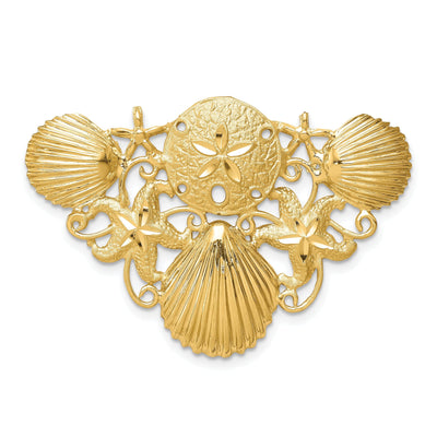 14k Yellow Gold Polished Diamond Cut Finish Sea Life Slide Pendant Fits upto 6 mm Omega at $ 582.23 only from Jewelryshopping.com