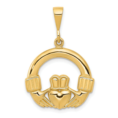 14k Yellow Gold Solid Textured Back Polished Finish Claddagh Design Charm Pendant at $ 254.63 only from Jewelryshopping.com
