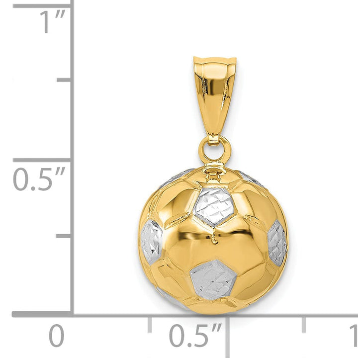 14k Two Tone Gold 3-D Soccer Ball Charm Pendant
