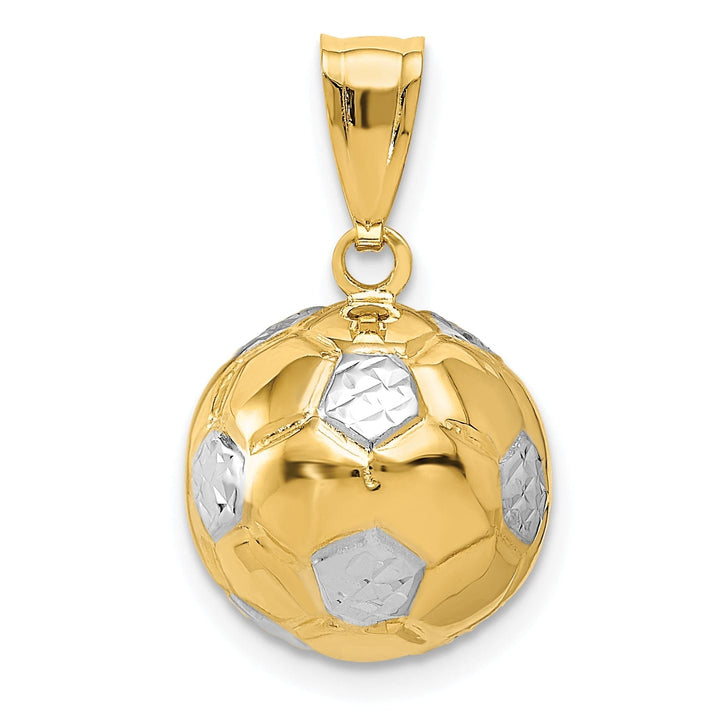 14k Two Tone Gold 3-D Soccer Ball Charm Pendant