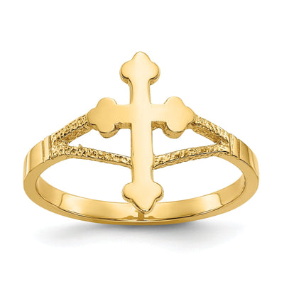 14k Yellow Gold Polished Cross Ring at $ 176.23 only from Jewelryshopping.com