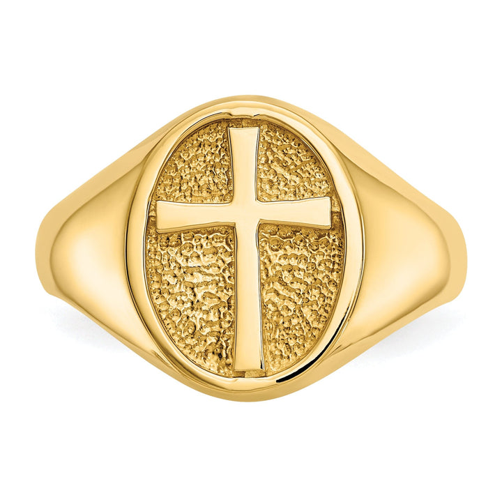 14k Yellow Gold Polished Eternal Life Cross Ring