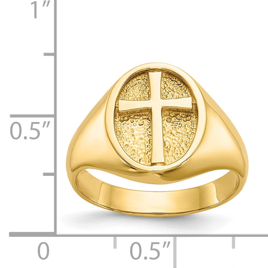 14k Yellow Gold Polished Eternal Life Cross Ring