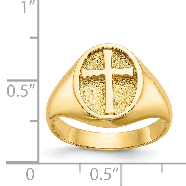 14k Yellow Gold Polished Eternal Life Cross Ring