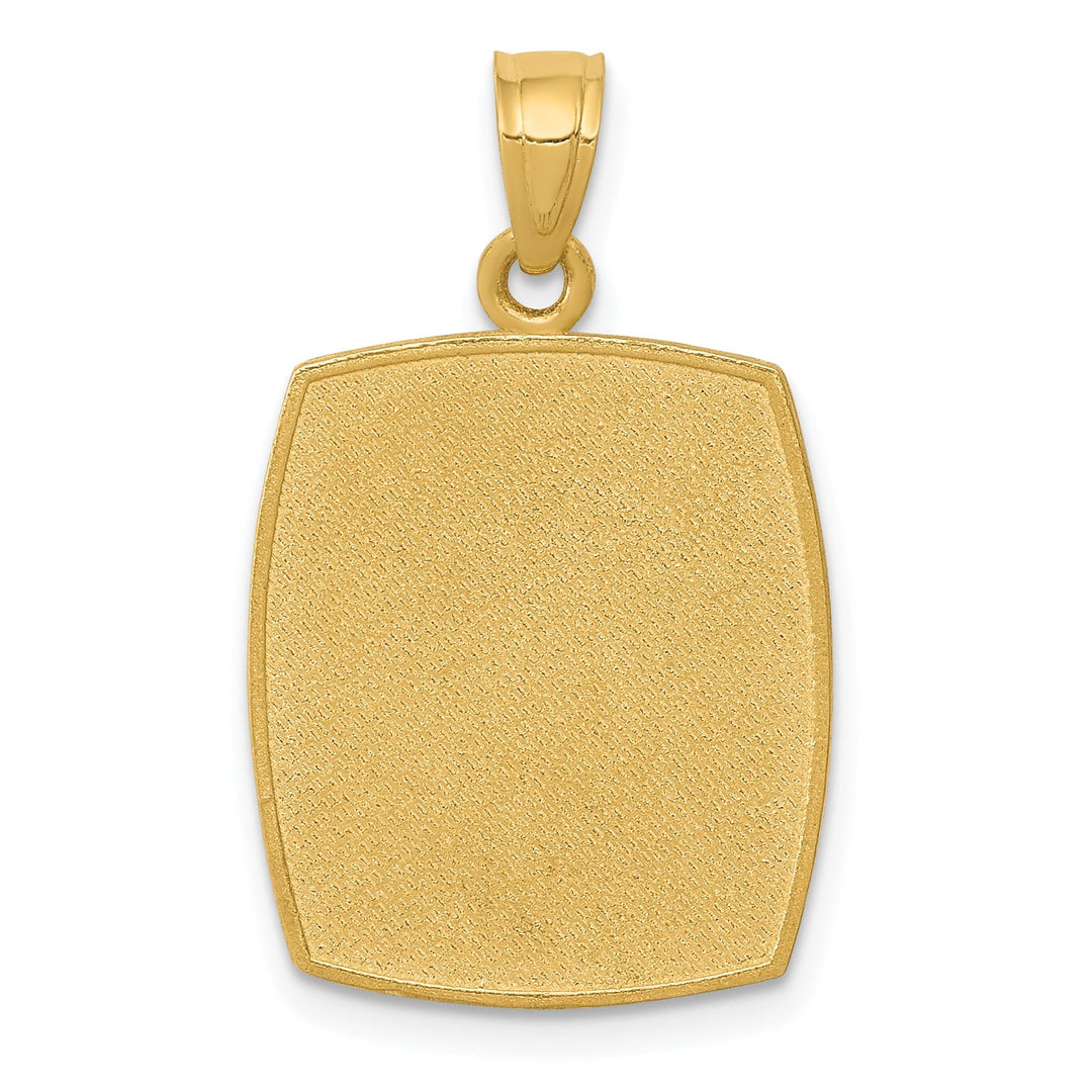14k Yellow Gold Texture Satin Polished Finish Baptism Pendant