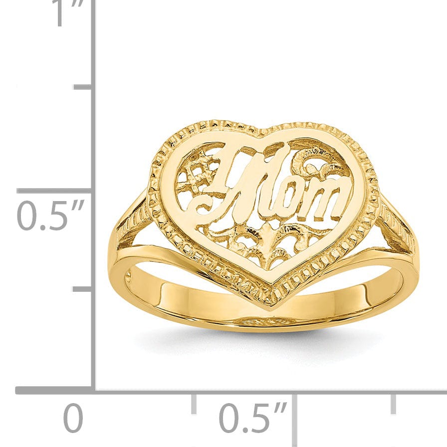 14k Yellow Gold #1 Mom in Heart Ring