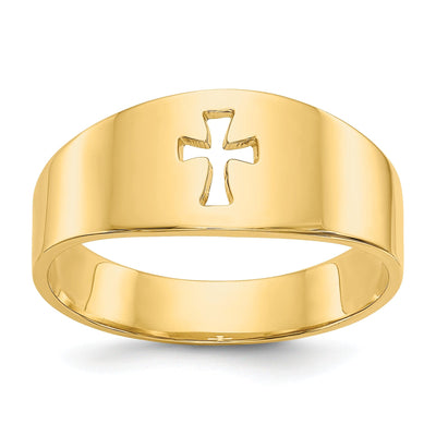 14k Yellow Gold Polished Cut-out Cross Ring at $ 394.38 only from Jewelryshopping.com
