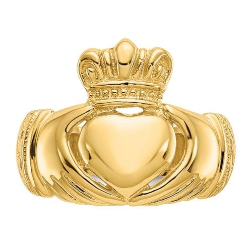 14kt yellow gold Domed Mens claddagh ring